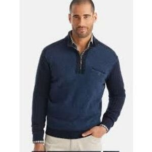 Johnnie-O Hugh 1/4 Zip Hugh 100% Merino Wool Sweater Sz M Navy